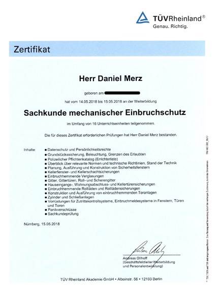 mechanischer Einbruchschutz Türnotdienst Lampertheim